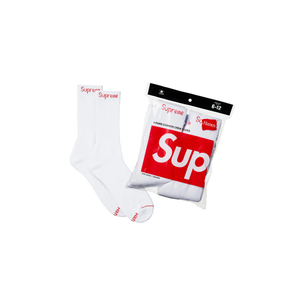 Supreme Hanes Crew Socks White 4-Pack