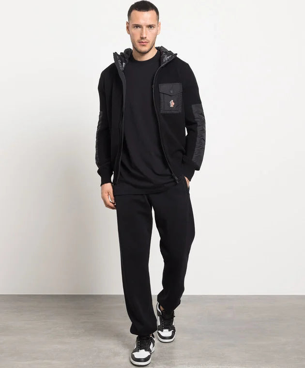 Moncler Grenoble Black Wool Cardigan