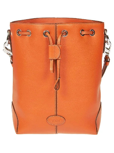 TOD'S Drawstring Bucket Shoulder Bag In Orange