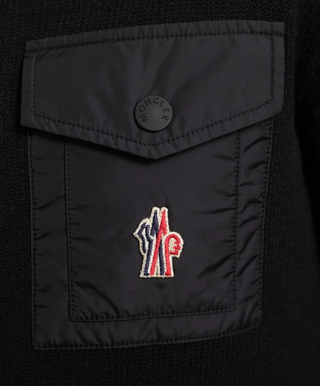 Moncler Grenoble Black Wool Cardigan