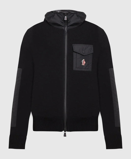 Moncler Grenoble Black Wool Cardigan