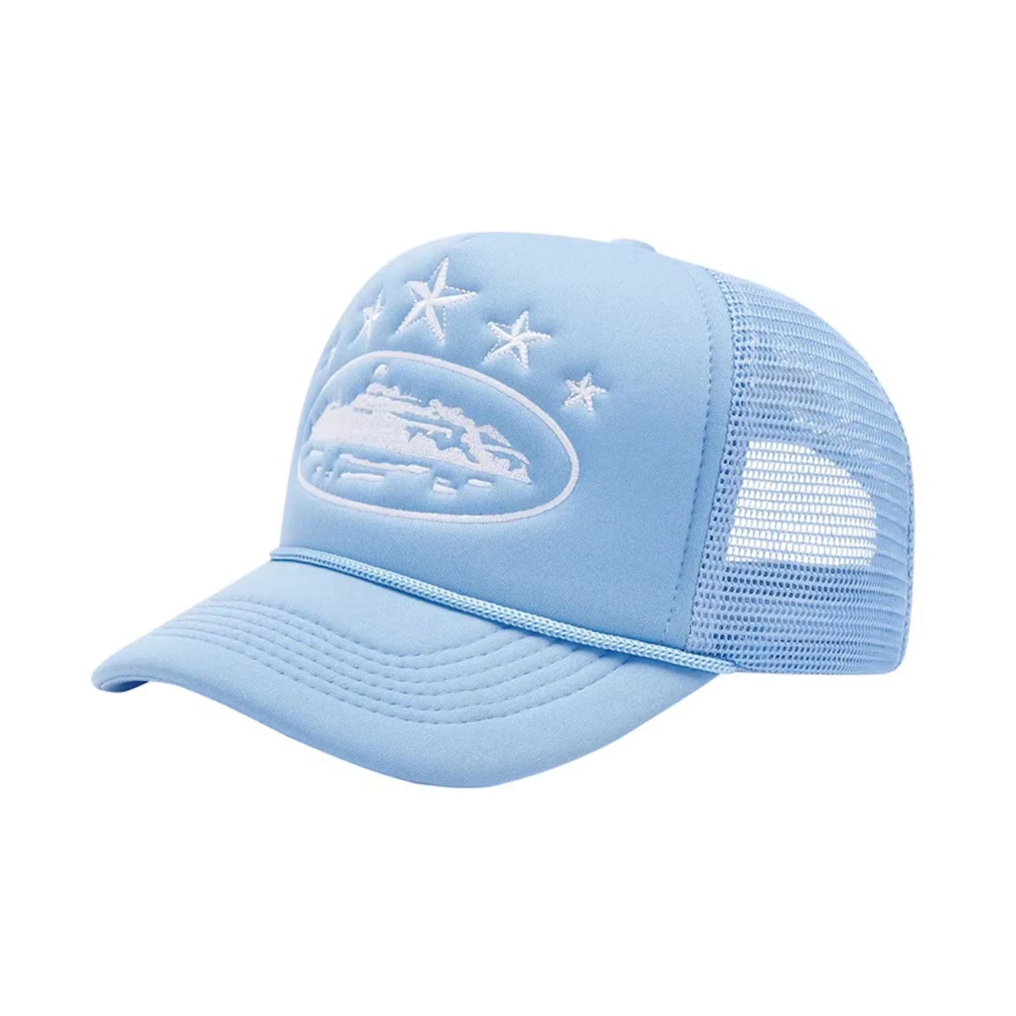 Corteiz 5 Starz Alcatraz Trucker Cap Baby Blue