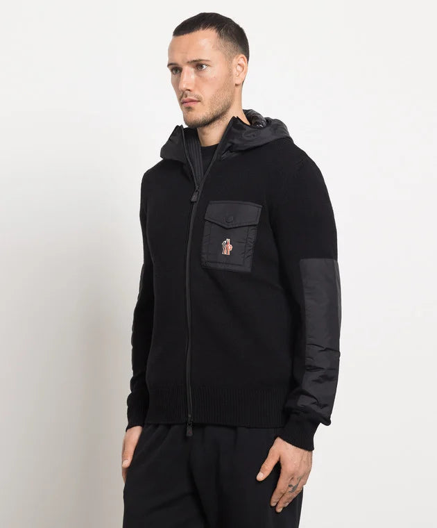 Moncler Grenoble Black Wool Cardigan