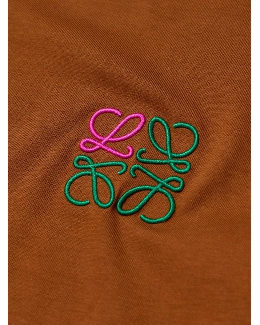 Loewe Men's Brown Slim-fit Logo-embroidered Cotton-jersey T-shirt