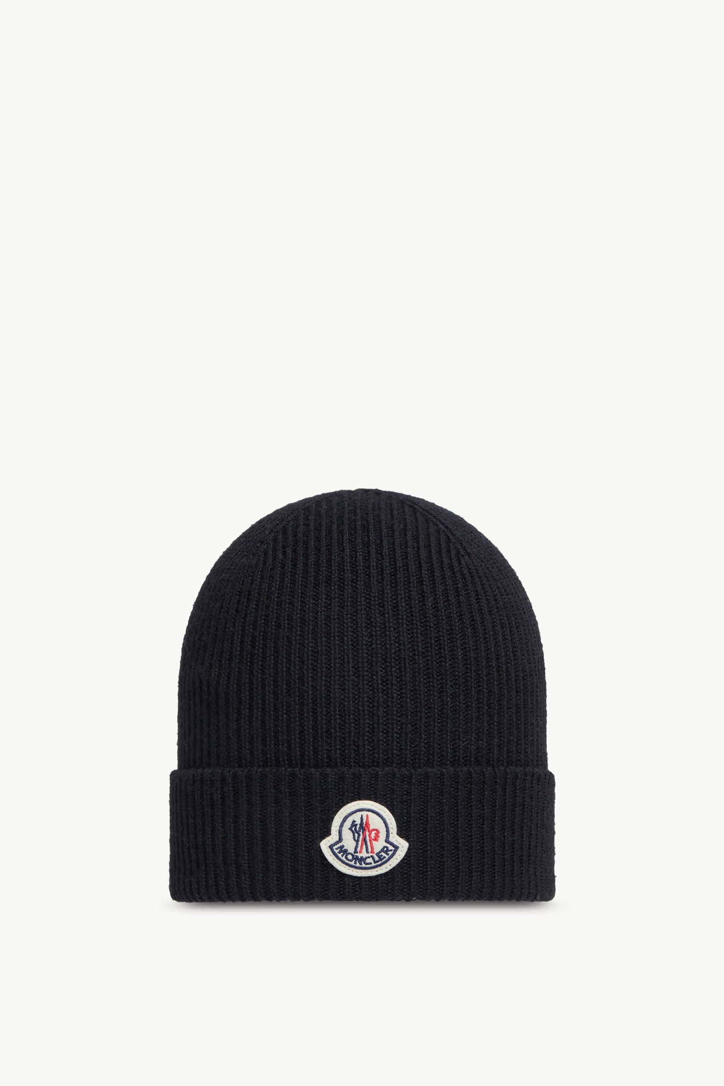Moncler Logo Patch Knitted Beanie Black